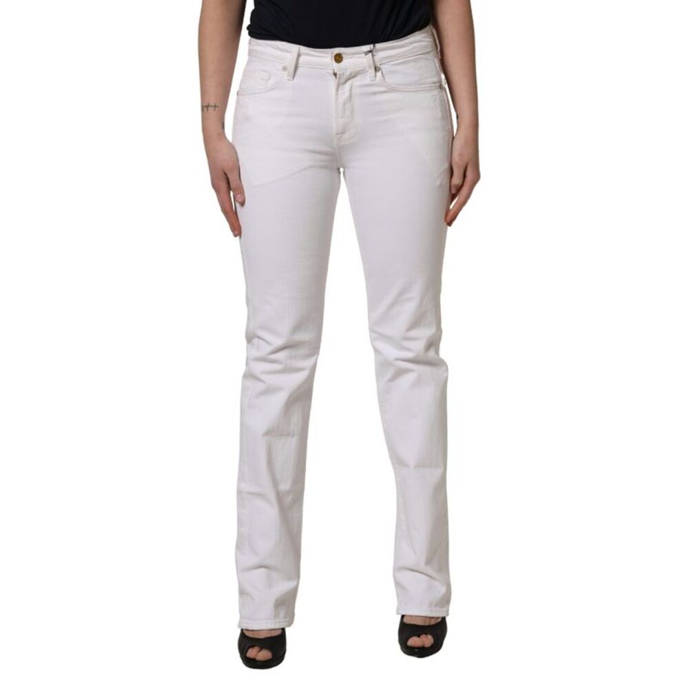 7 For All Mankind White Mid Waisted Skinny Denim Trouser Women's Jeans